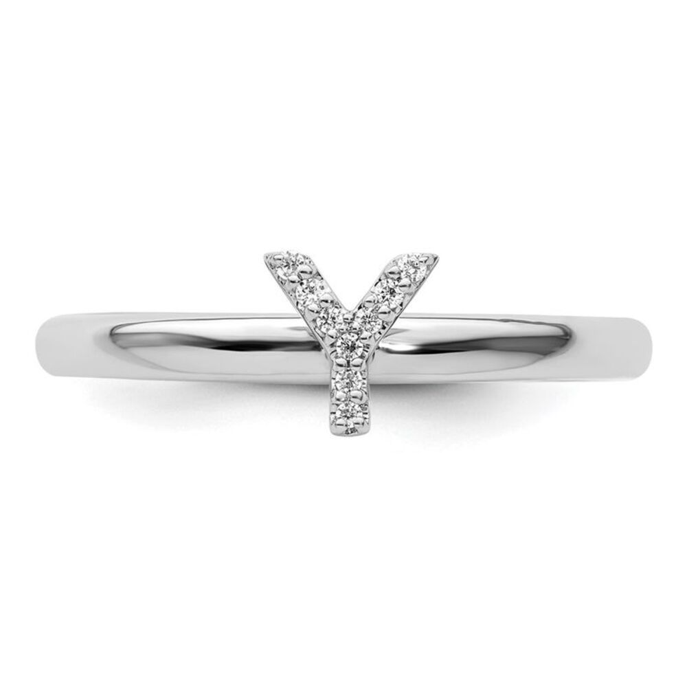 Kazi Luxury 14k White Gold Stackable Diamond Init… - image 4
